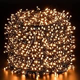 Quntis 100m 1000 Warm White Christmas Tree Lights Mains Powered Low Voltage Waterproof Led String Lights Wonderful Outdoor Xmas Fairy Lights for Garden Patio Decks Balcony Lawn Yard Decorations