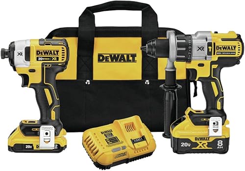 DEWALT Kit combinado de taladro inalámbrico MAX XR de 20 V, taladro de martillo y atornillador de impacto con batería y cargador incluidos,