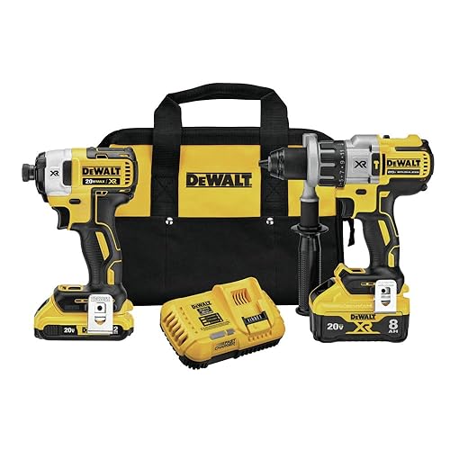 Kit Combo de Taladro Inalámbrico DEWALT 20V MAX XR, Taladro Percutor e Impact Driver con Batería y Cargador Incluidos, Tecnología Power Detect (DCK299D1W1)