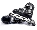 The Veryke Skating Shoes for Boys/Girls 4 Wheel Inline Skates Age 7 to 15 Years Liner Roller Skates Shoes Roller Blades PU Strong Wheels Aluminium with LED Flash Light on Wheels (Black) gallery image