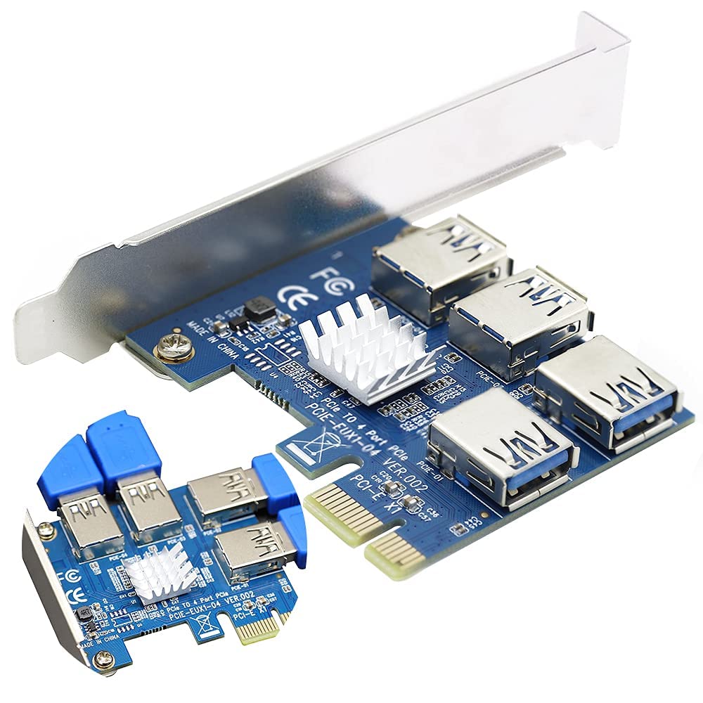 atdaraz PCIe Multiplier, PCIe Splitter 1 to 4 PCI-Express 16X Slots Riser Card, PCI-E 1X to External 4 USB 3.0 Adapter for BTC Miner Machine GPU Mining-picture-27
