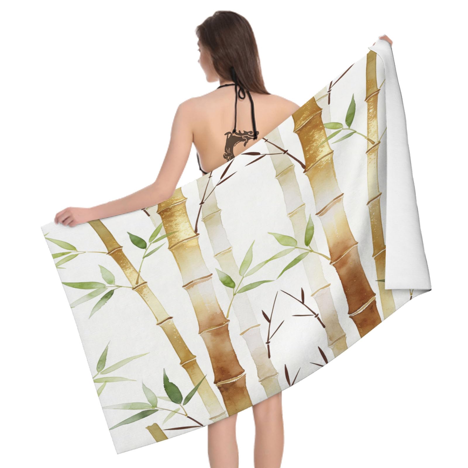 Leichong 3D Bamboo Beach Towel Large Microfiber Soft Quick Dry for Adults, Minimalistic Bath Towel Lightweight Soft Absorbent for Travel Swimming Pool Sports, 180 x 90 cm