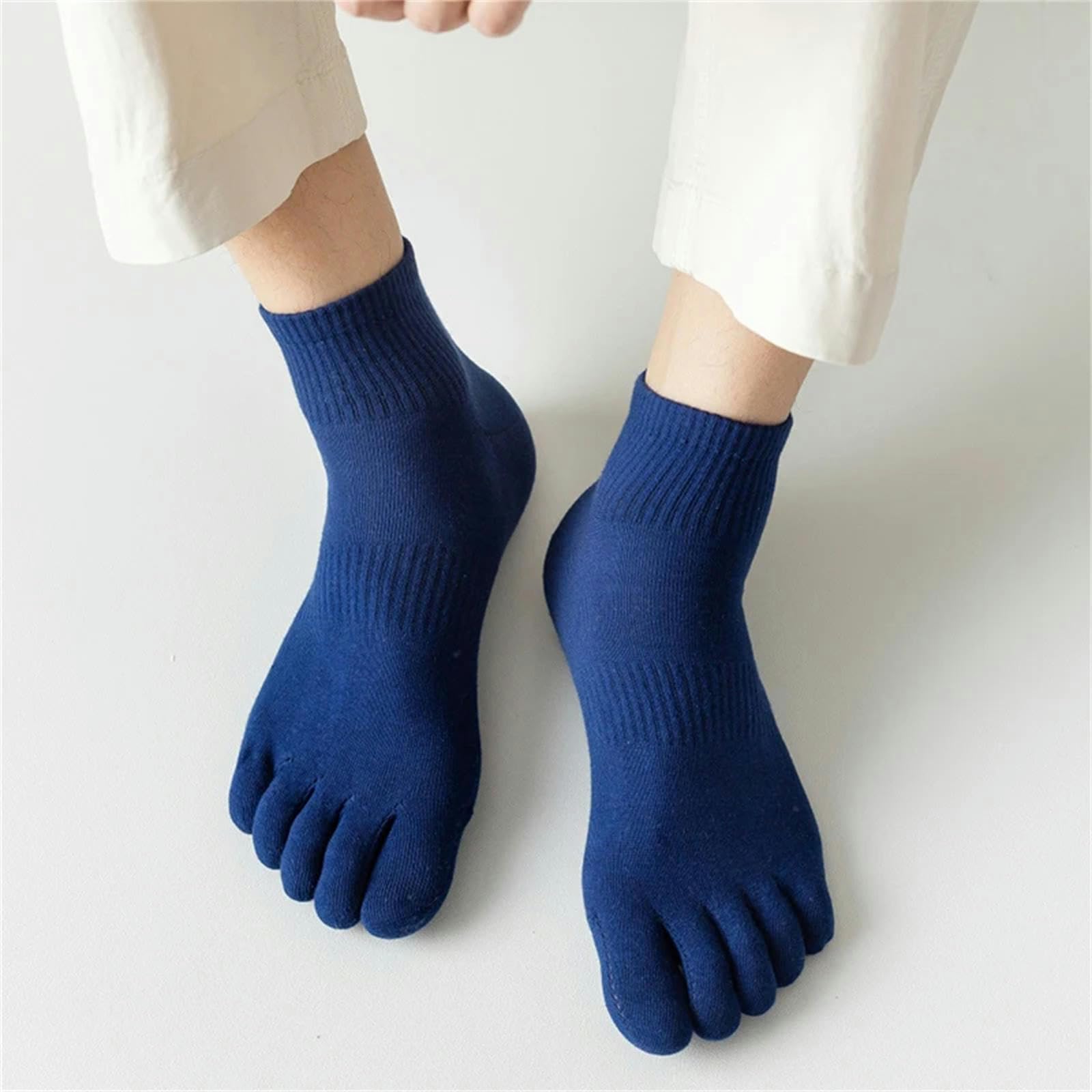 Calzini Calzini Sportivi A Cinque Dita Maschile in Cotone Traspirante Mesh No Show Calzini con Le Dita dei Piedi-Verde-Io 37-45