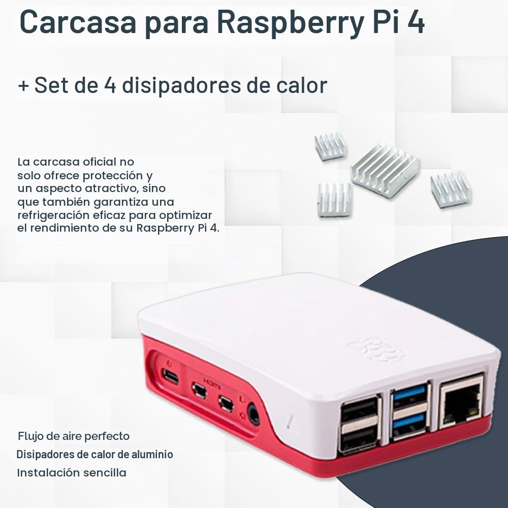 Raspberry Pi 4 8GB Starter Kit | Ultra 64GB SD Card | Fuente de alimentación USB-C 15W | Carcasa | Cable 4K Micro HDMI | Juego de disipador de calor | Raspberry Pi 4 Model B 8 GB RAM