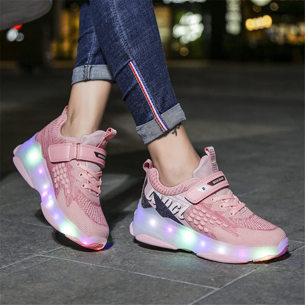 Wrotki LED/buty, wrotki LED, dla unisex dzieci chłopców dziewczyn, 7 kolorów, chowane podwójne kółka, lekkie, niskie, na zewnątrz, sportowe, buty z oświetleniem LED, gimnastyczne, do biegania, trampki