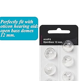 Hearing Aid Domes for Oticon Replacements, Oticon Minifit Single Vent Bass Domes (8 mm/2 Packs, Universal Domes for Oticon Hearing Aid Supplies. (12MM Open BASS Vent)