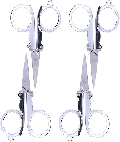 Miniatura 6 de Tijeras plegables, mini tijeras de viaje portátiles, tijeras pequeñas plegables de seguridad para manualidades, cortador telescópico de acero