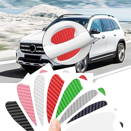 Miniatura 7 de 4 calcomanías para manija de puerta de automóvil, fibra de carbono 3D antiarañazos, protector de taza de puerta de automóvil, textura de fibra de