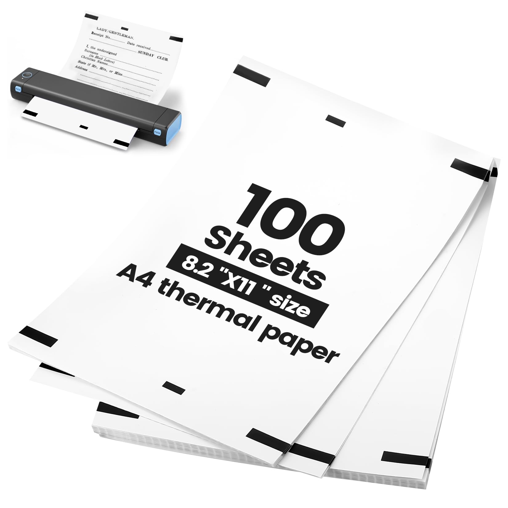 100 Hojas Papel Termico Impresora A4, Papel Impresora Termica Secado Rápido para Mayoría de Impresoras Térmicas A4, Documentos, Sitios Web, Fotos