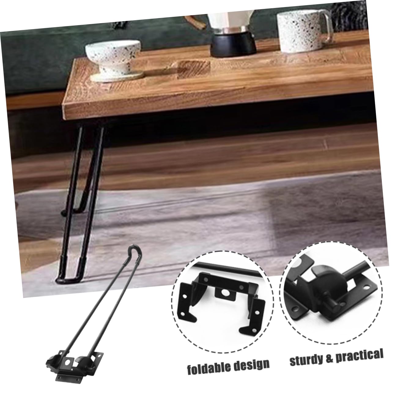 Hemobllo 4 Stück Schreibtischbein aus Eisen Klappbare Haarnadelbeine für Couchtisch und Küchentischbeine Starke und Zuverlässige Metallbeine für Aufklappbarer Tisch Schwarz