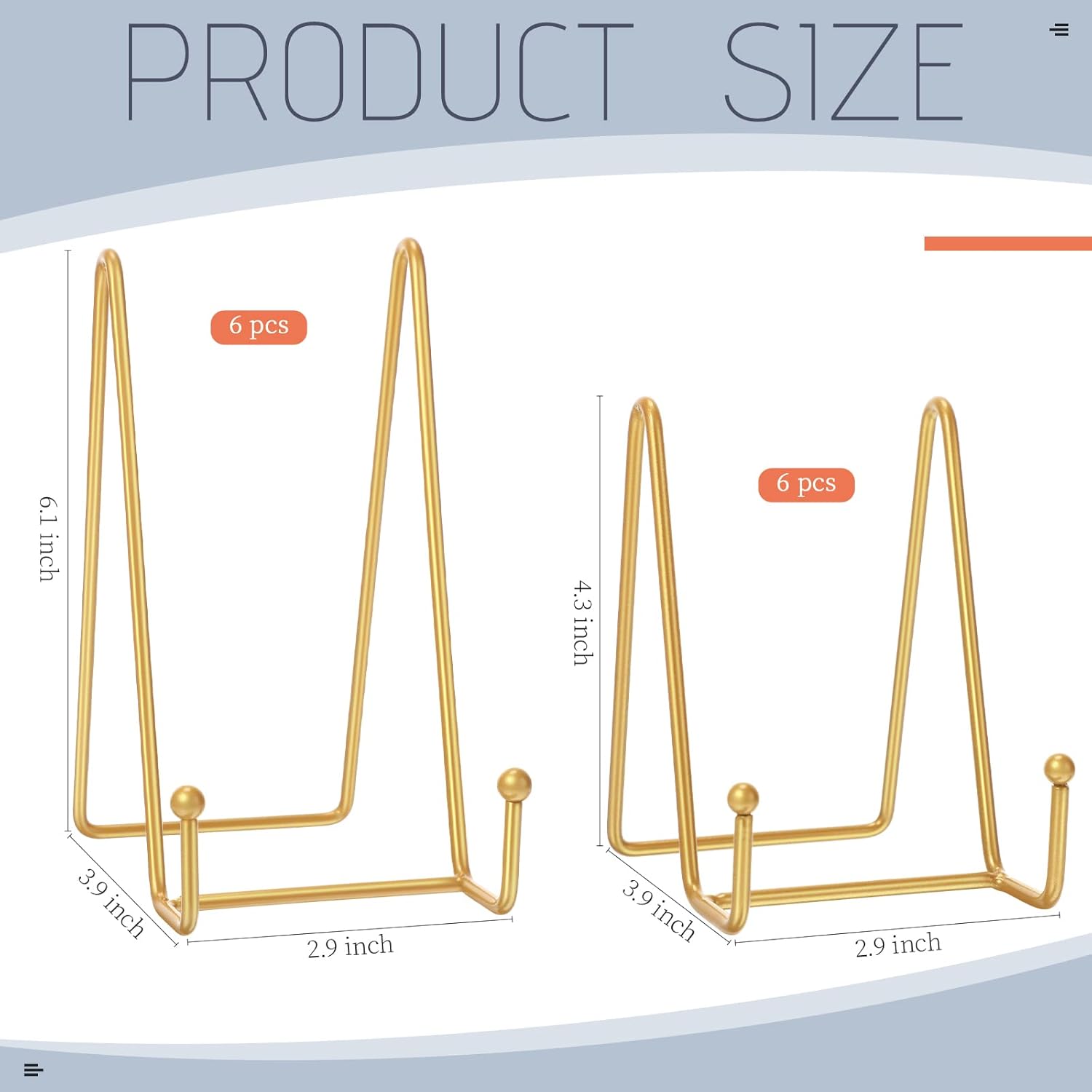 Mixweer 12 Pcs Book Stands for Display Metal Picture Frame Stand Book Plate Picture Holder Easels Photo Holder for Decorative Display(4.3 Inch, 6 Inch,Gold)