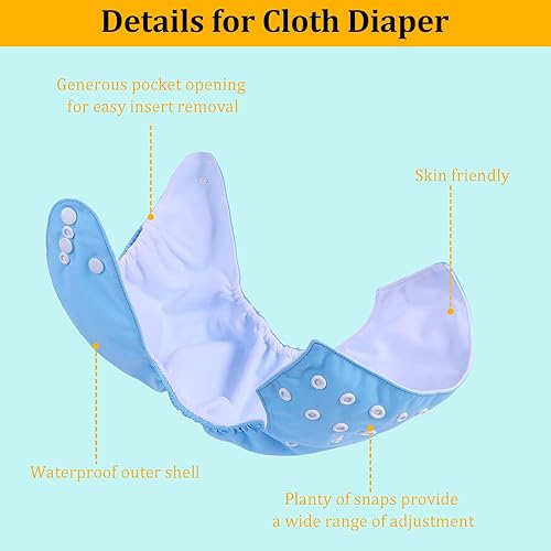 Miniatura 3 de babygoal Pañal de tela reutilizable con inserto para bebés niños y niñas de 8 a 35 libras, pañal ajustable y lavable B05-B