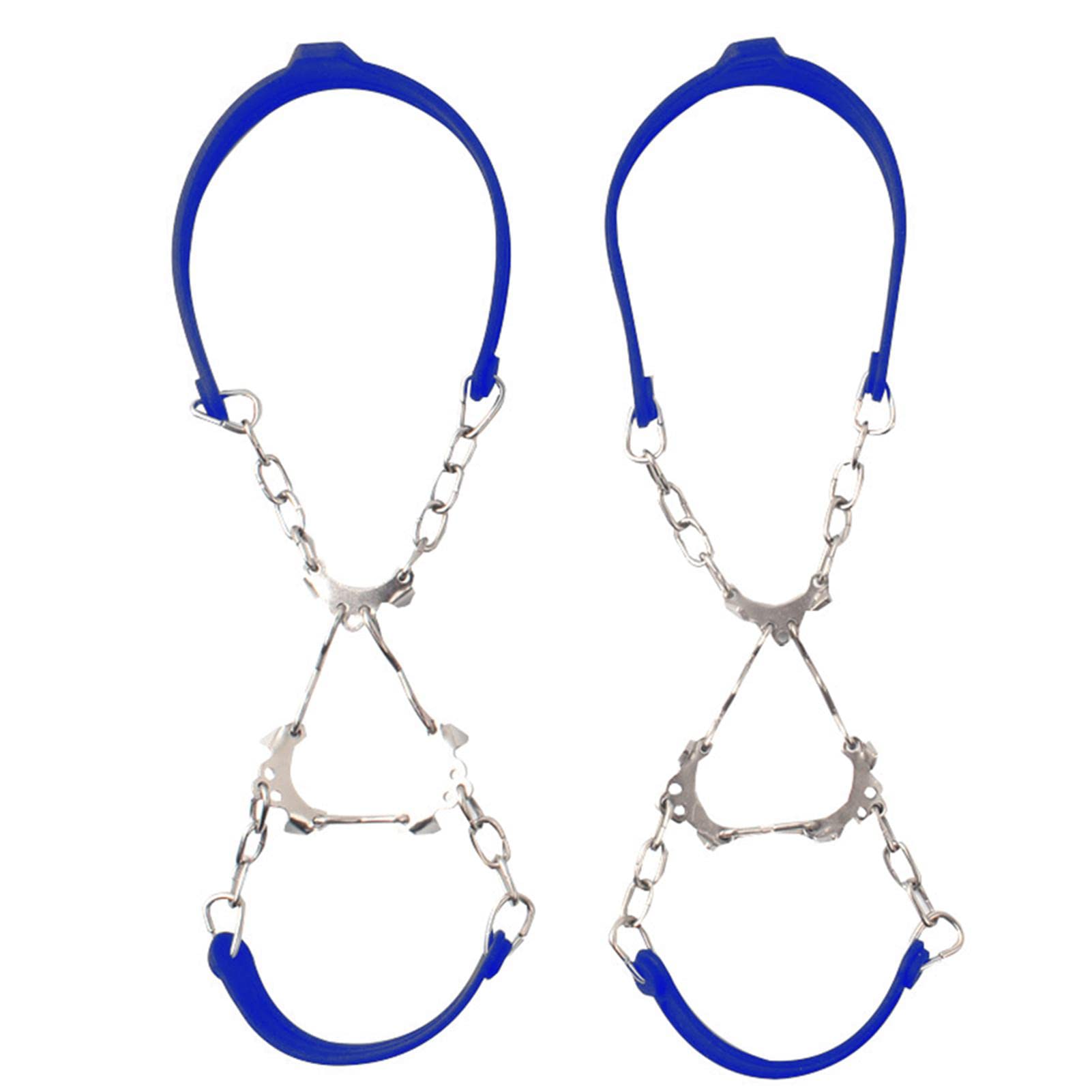 Ice Gripper, 1Pair 6 Teeth Traction Cleats Grippers with a Storage Bag, Outdoor Chain Cleats Shoe Spikes Ice Gripper Snow Hiking Anti Slip