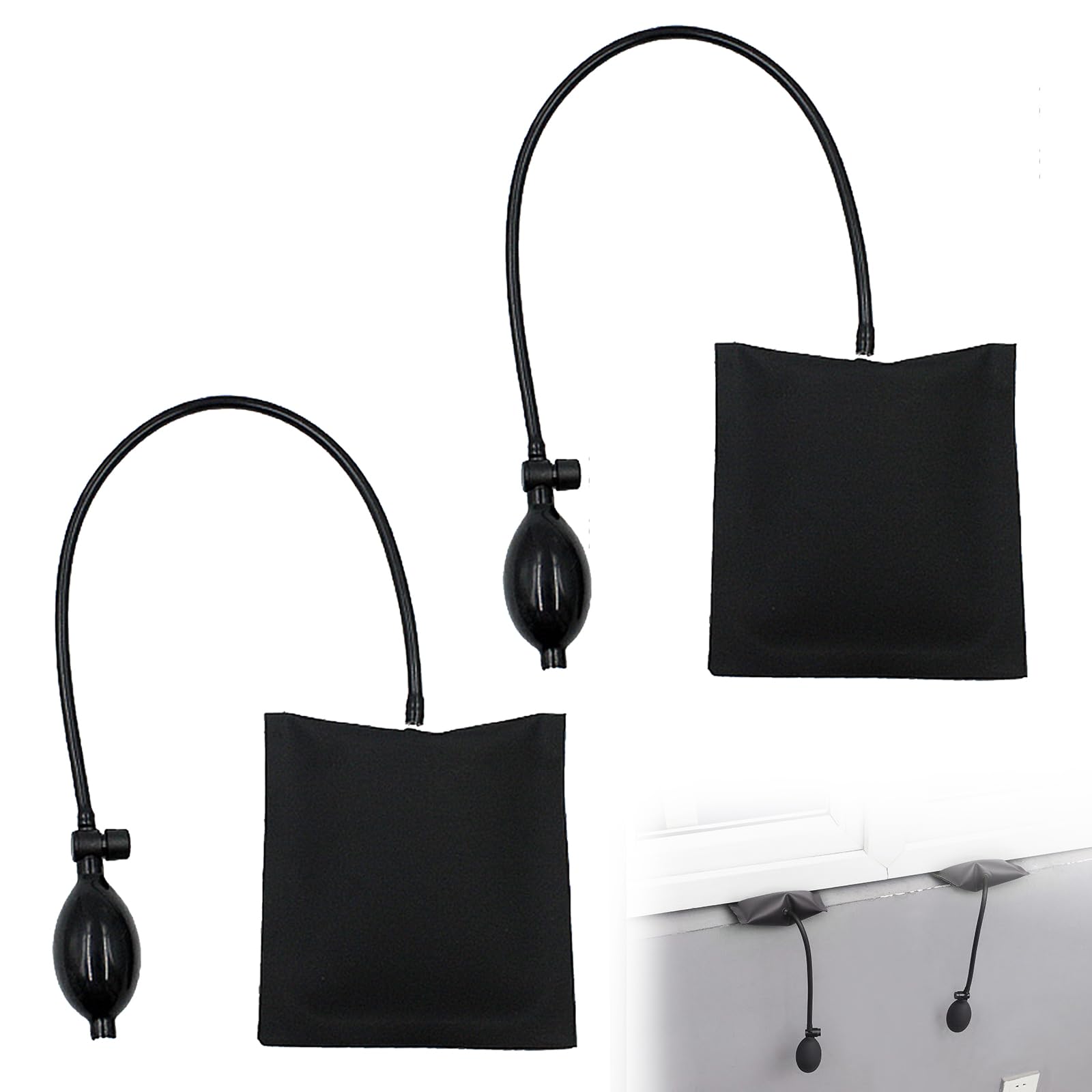 Pompa ad Aria Cuneo, Cuscini di Montaggio, Cuscino Gonfiabile Porte, Sollevatore Gonfiabile, Pompa ad Aria Cuneo Cuscino, per Montaggio di Finestre Porte Mobili Sportelli Auto Uso, 2 Pezzi, Nero