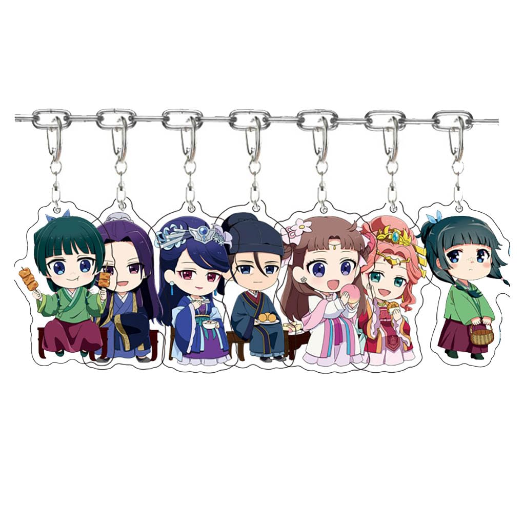 JUSONGKWCP 7 Pcs Apothecary Maomao Diaries Keychain Anime Figure Keyring Pendant Cute Acrylic Chain Decor