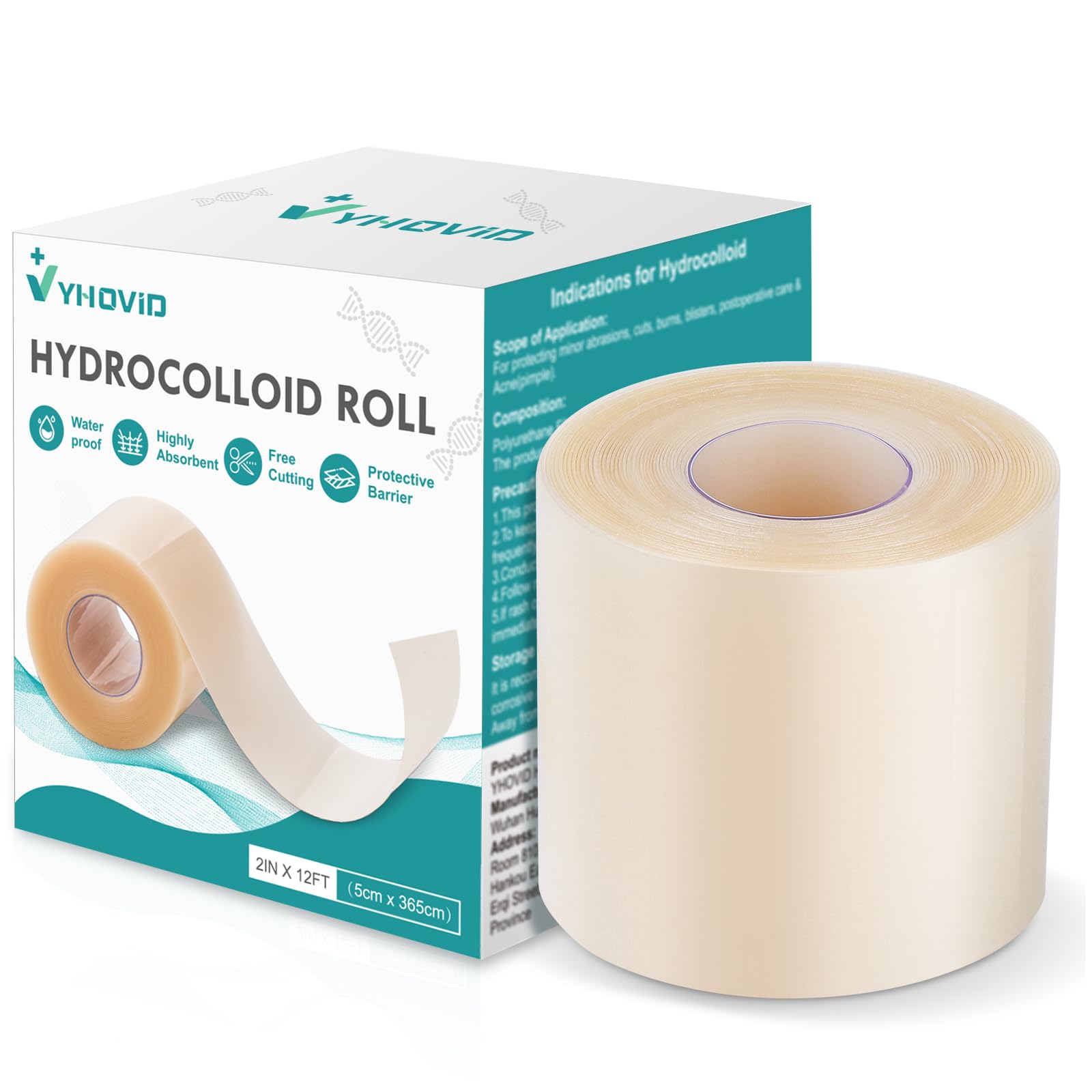 Hydrocolloid Roll for Wound Care Hydrocolloid Patch Bandages with Self-Adhesive Bed Sore Bandages Highly Absorbent for Burn Blister