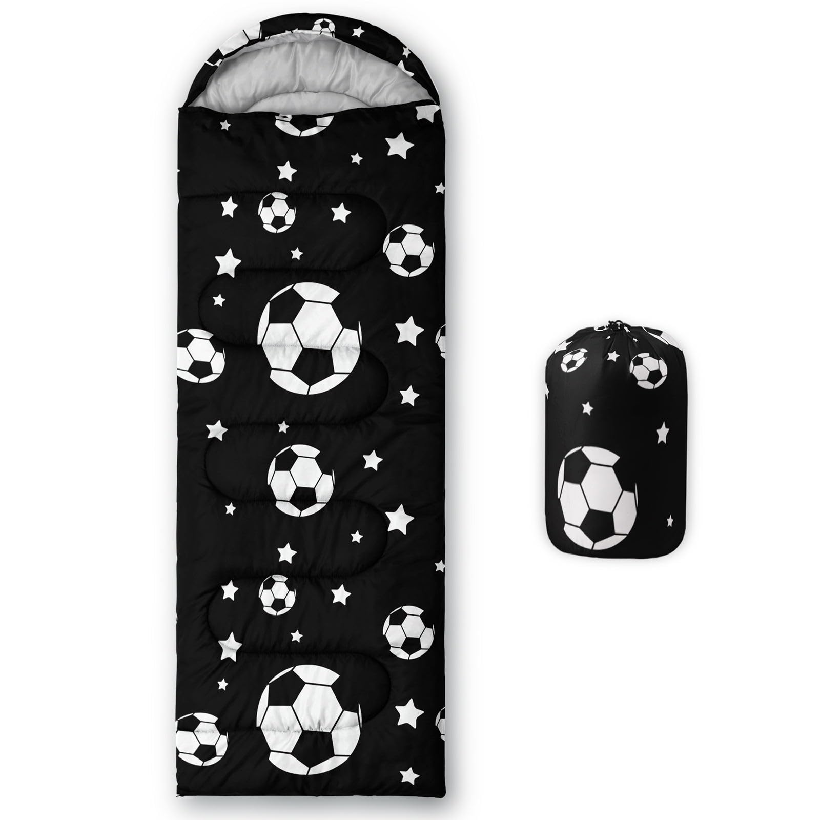 HOSIMA Sleeping Bags,Black Football Printed Lightweight Warm Portable Outdoor Indoor Waterproof Cold Resistant Sleeping Bag for Camping Hiking (Football11) โ image 1