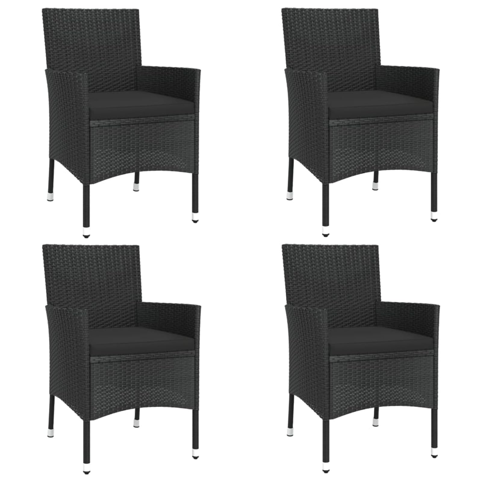 ShGaxin 5-TLG. Garten-Bistro-Set mit Kissen Schwarz Poly Rattan Bierzeltgarnitur, Gartenbar, Biertisch Bierbänke, Essgruppe, Gartenmöbel Set, Balkonmöbel, 3187427