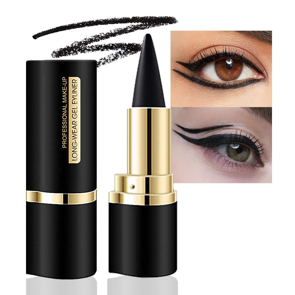 Kaely 2Pcs Gel Eyeliner Pencil, Natural Black Eyeliner Cream, Liquid Eye Liner Pencils for Older Women Waterproof, Smoky Eyeshadow Palette Goth Halloween Makeup Kit, delineador de ojos contra el agua: 1 Count (Pack of 1) A-04 Black