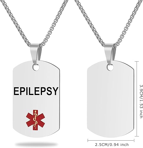 Miniatura 2 de Collar de alerta médica, grabado personalizado, etiqueta de identificación de acero inoxidable, colgante para hombres y mujeres, Metal