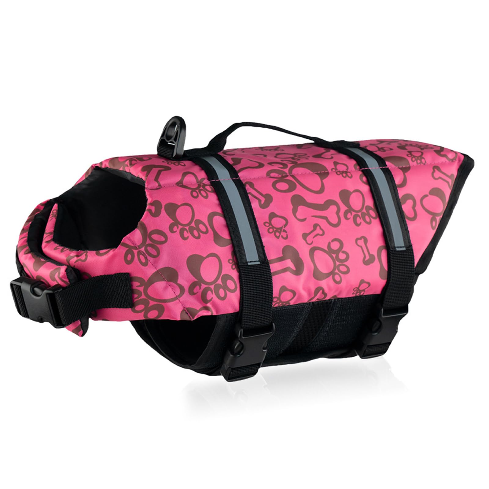 FANSU Dog Life Jacket Adjustable, Safety Floatation Vest Coat-Pet Life Preserver with Handle-for Swimming, Surfing, Boating for Small Dog Puppy Large Dog (XS,Pink Skull)