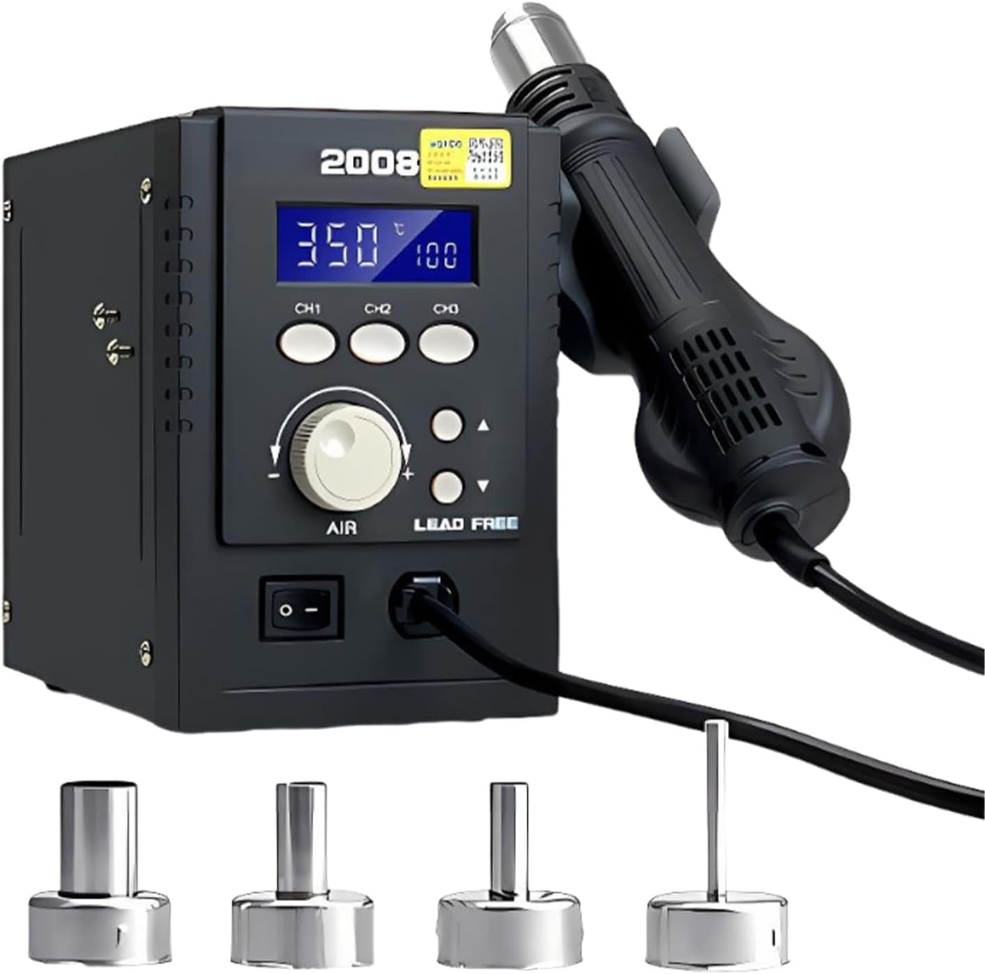 Hot Station with Nozzles, 4 Nozzle Hot Gun 700w with Auto Sleep Function for Bga Hot Station and IC Chip Desoldering