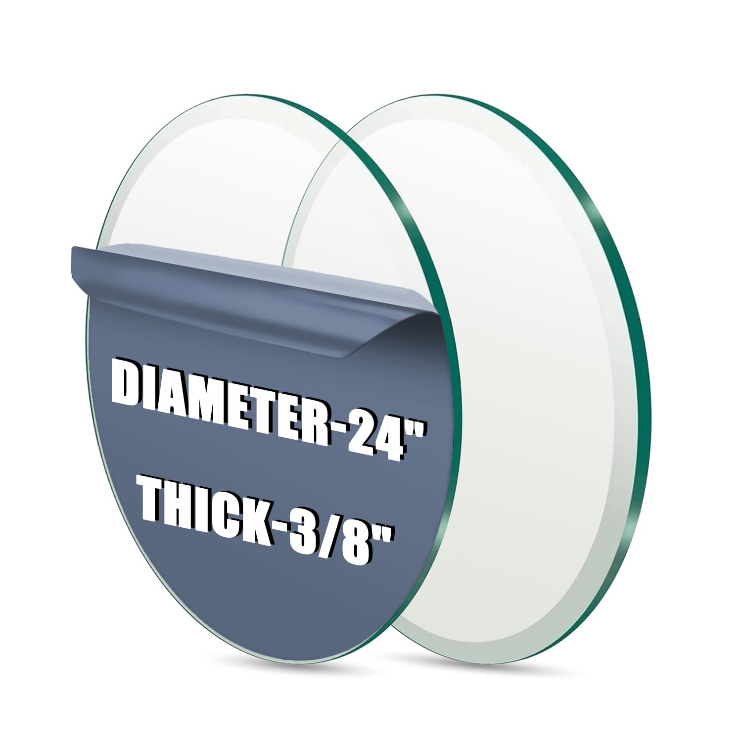 24" Round Tempered Glass Table Top - 3/8 "-Thick Beveled Edge