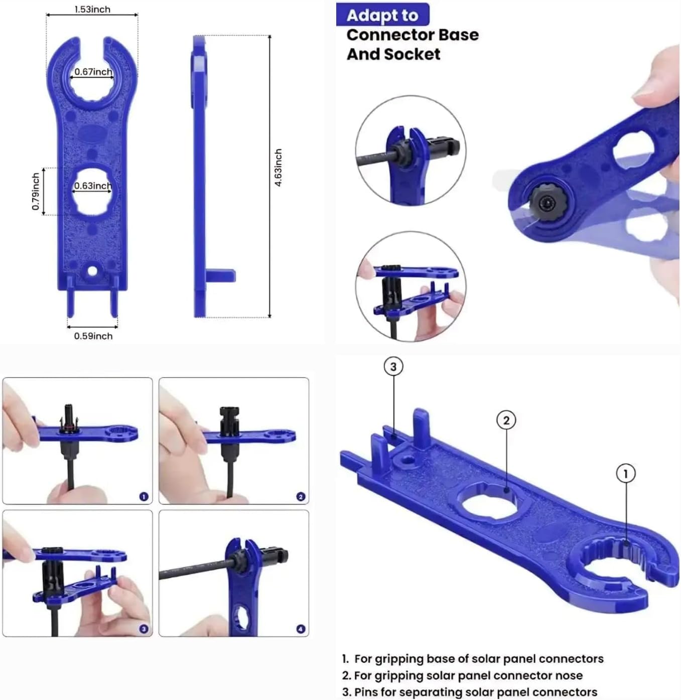 Solar Panel Connectors 100 PCS MC4 connectors IP67 Waterproof Connectors Male/Female 50Pairs with 2 Spanners