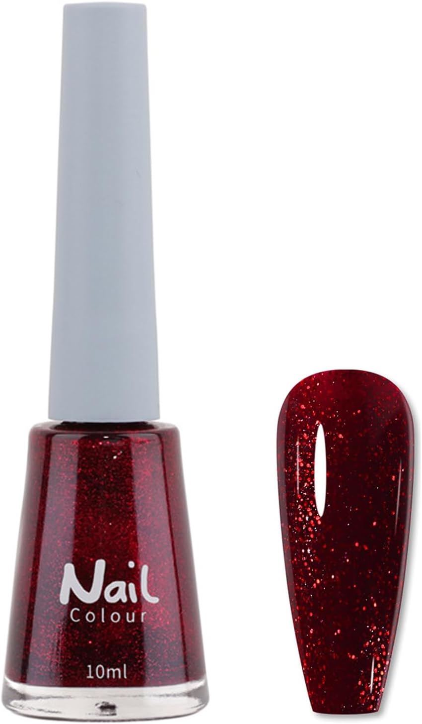 DMQ Wine Red Nail Polish, Burgundy Glitter Nail Polish, Quick Dry Long