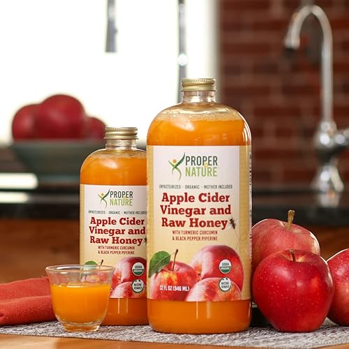 Miniatura 8 de Proper by Nature Vinagre de sidra de manzana orgánico con miel cruda, curcumina de cúrcuma y piperina de pimienta negra (32)