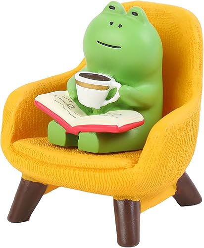 Figuras de estatua de rana en miniatura, decoración de escritorio, figura de rana, regalos temáticos para decoración de interiores para el hogar,