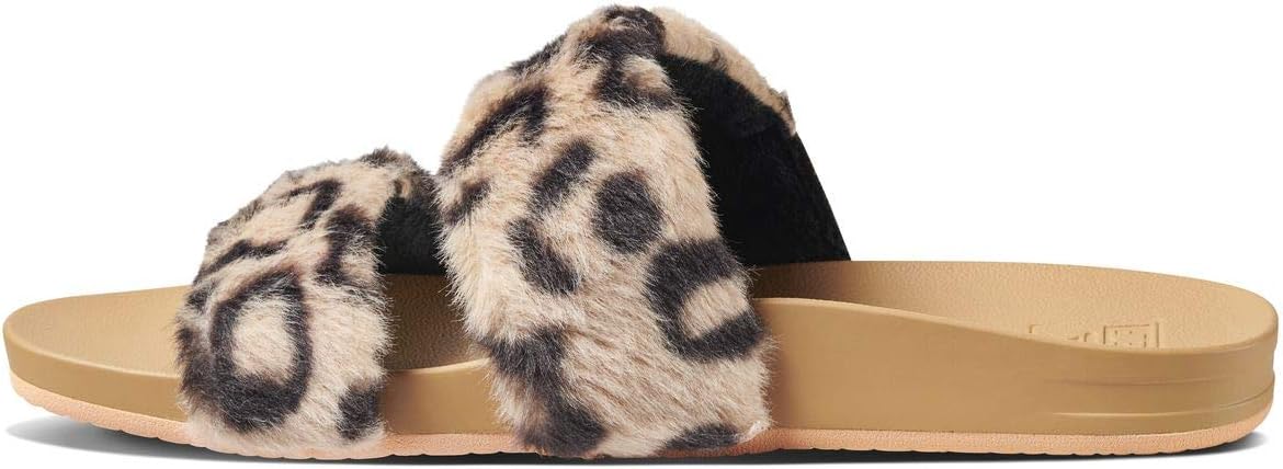 Reef Women's Cushion Vista Cozy Slide Sandal, Leopard, 8