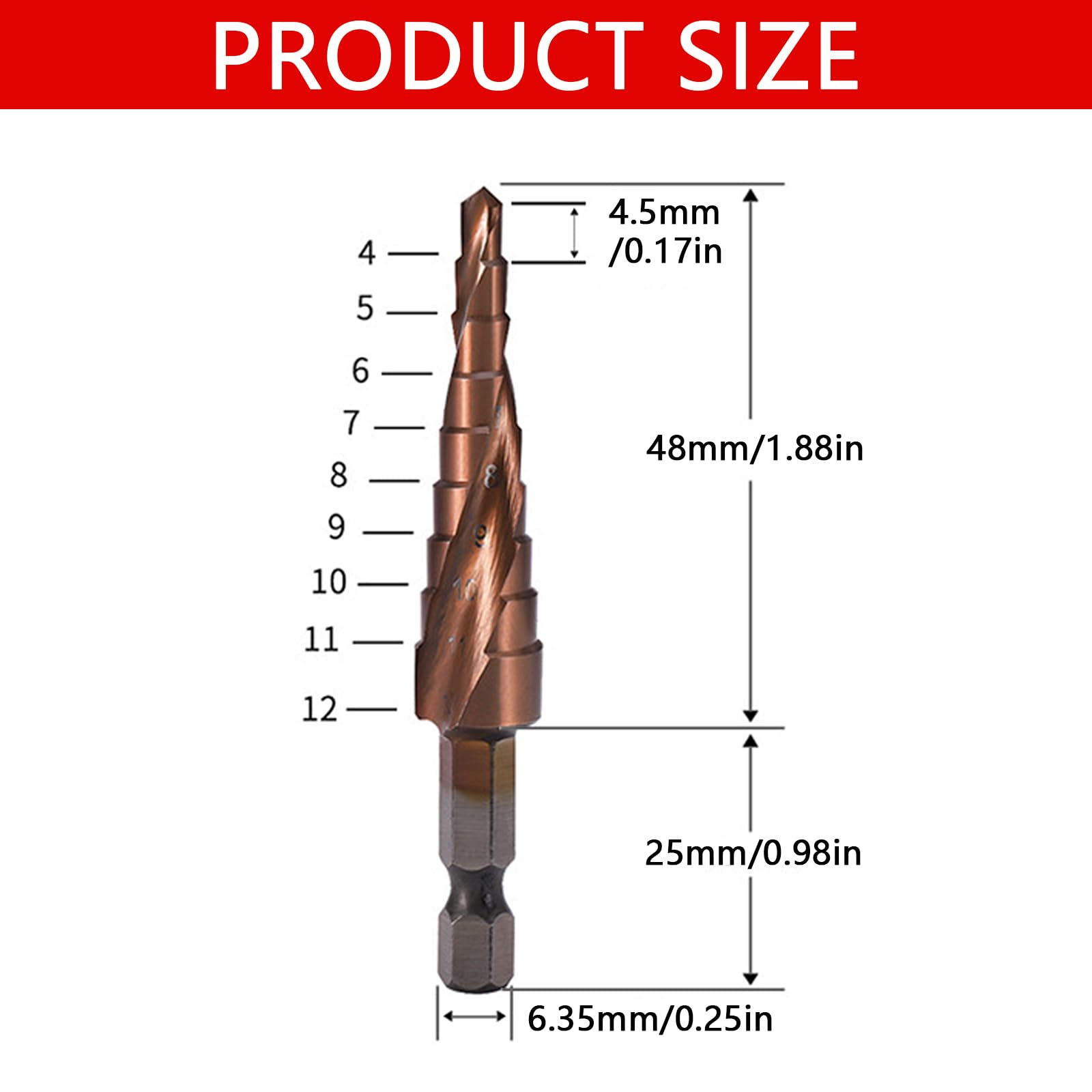 One Piece Durable Flute HSS Step Drill Bit Smooth Cone Drill Bit Hole Cutter Higher Efficiency HSS Cone Hole Cutter Drilling for Metal Wood Plastic - Image 2