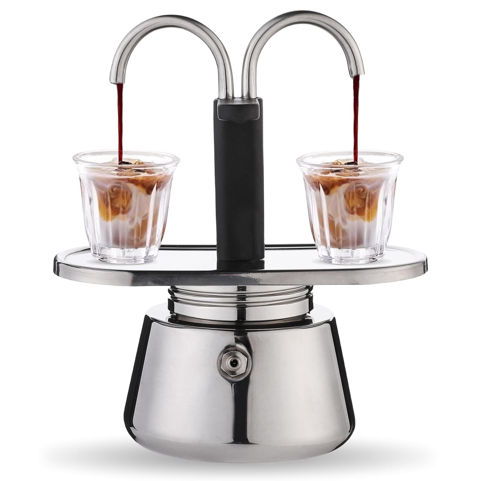 Saluaqui 2 tasses 100 ml Cafetière moka, machine à expresso, double tête en acier inoxydable, cafetière de camping, machine à moka italienne DIY : Amazon.fr: Cuisine et Maison