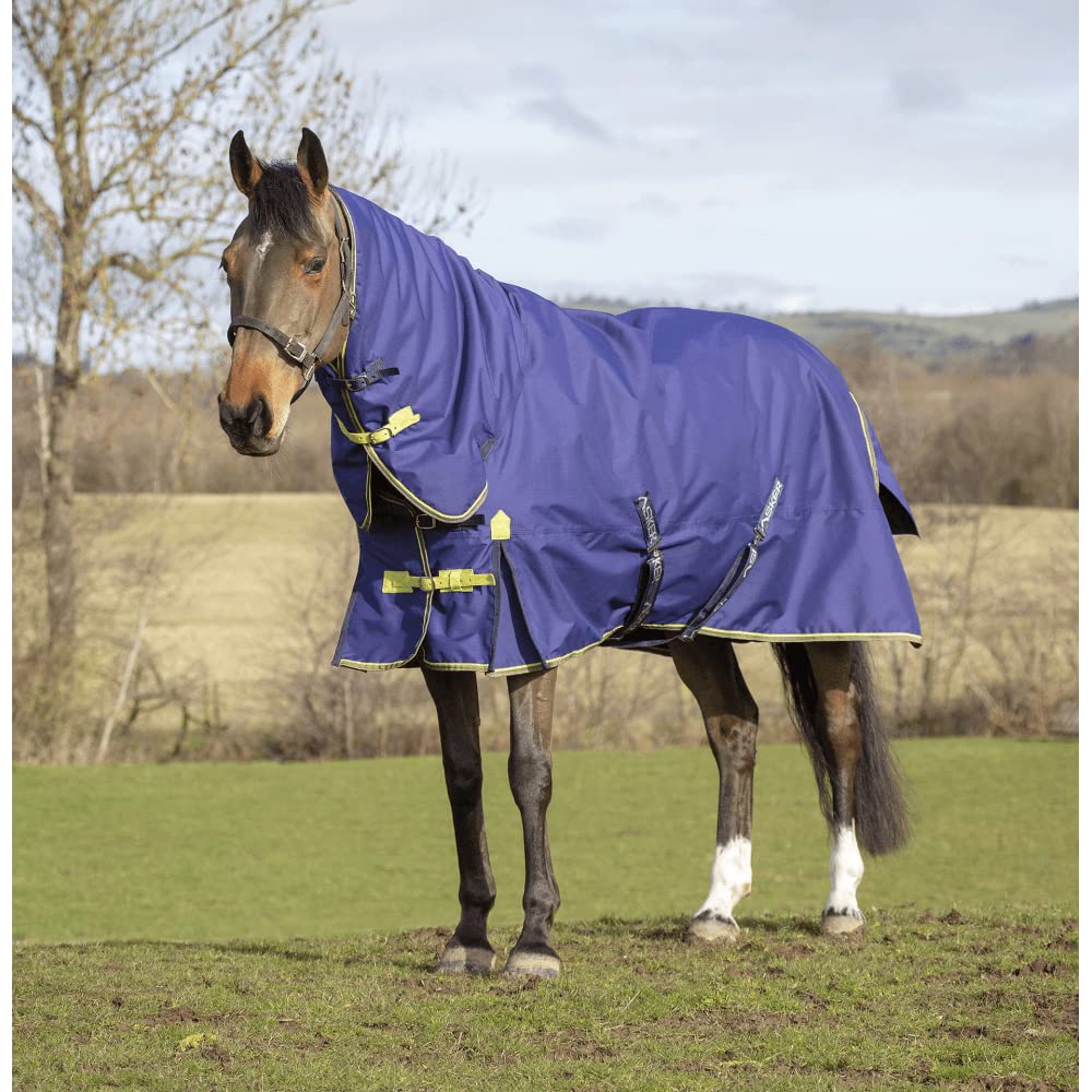 Asker 200g Mediumweight Waterproof Horse Turnout Rug, Combo Neck, Navy Blue (4ft9), Eleven