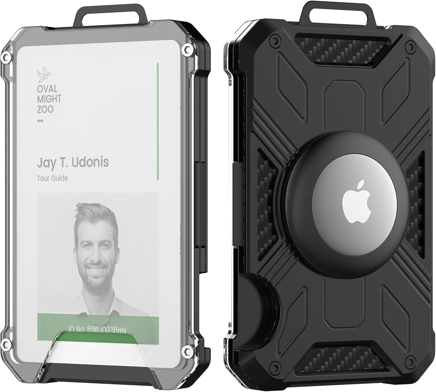 Metal Wallet with AirTag Holder Swipeable ID Badge Holder