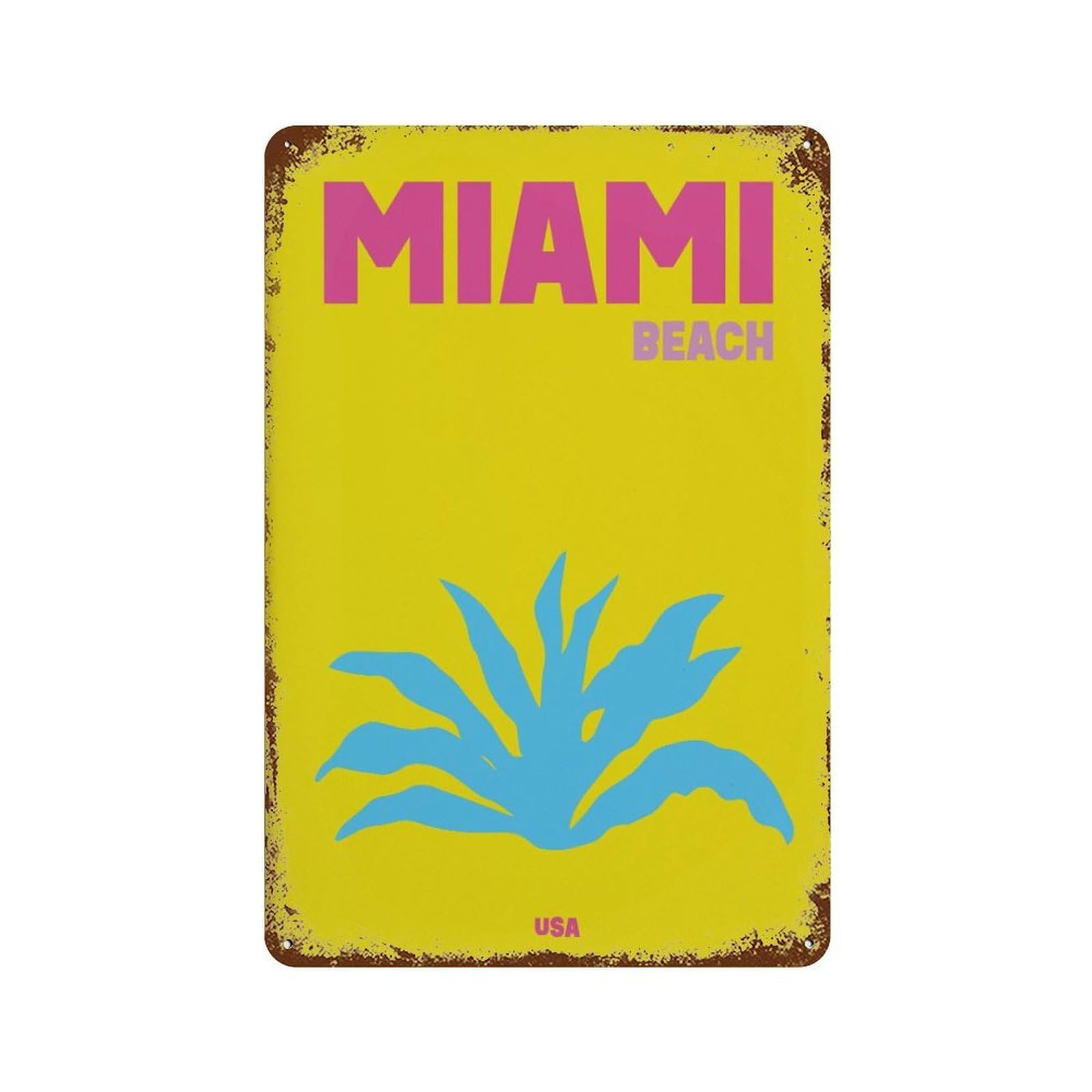 xiaoxiaoshen Miami Beach Travel Maximalist Wall Decor Art Metal Tin Poster Modern Home Decor Art Home Bar Shop Decorations Vintage Sign 30x20cm