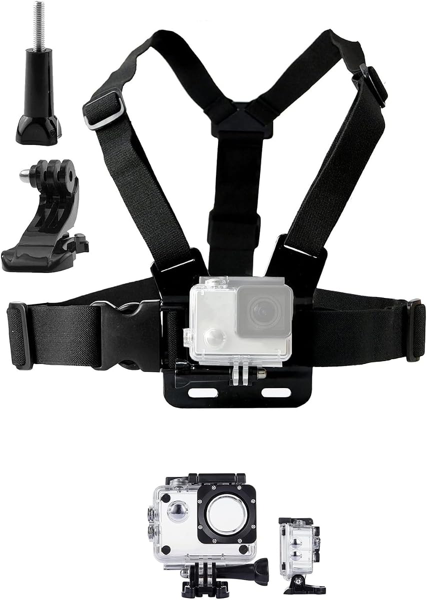 TEKCAM Adjustable Chest Strap Mount Waterproof Housing Case Compatible with AKASO EK7000 V50 Elite/REMALI CaptureCam/Apexcam/Vemont/HLS/Jadfezy/WOLFANG GA300 Action Camera