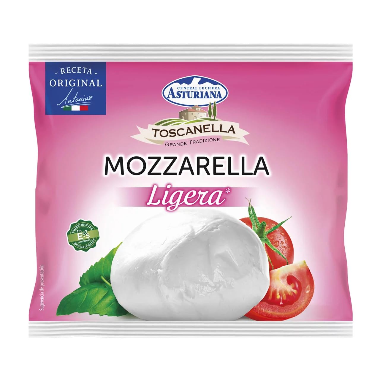 Mozzarella Toscanella Central Lechera Asturiana – Clásica, Ligera y Sin Lactosa 100g – Envío Refrigerado (6 Bolsas de 100g., Mozzarella Ligera 100g)