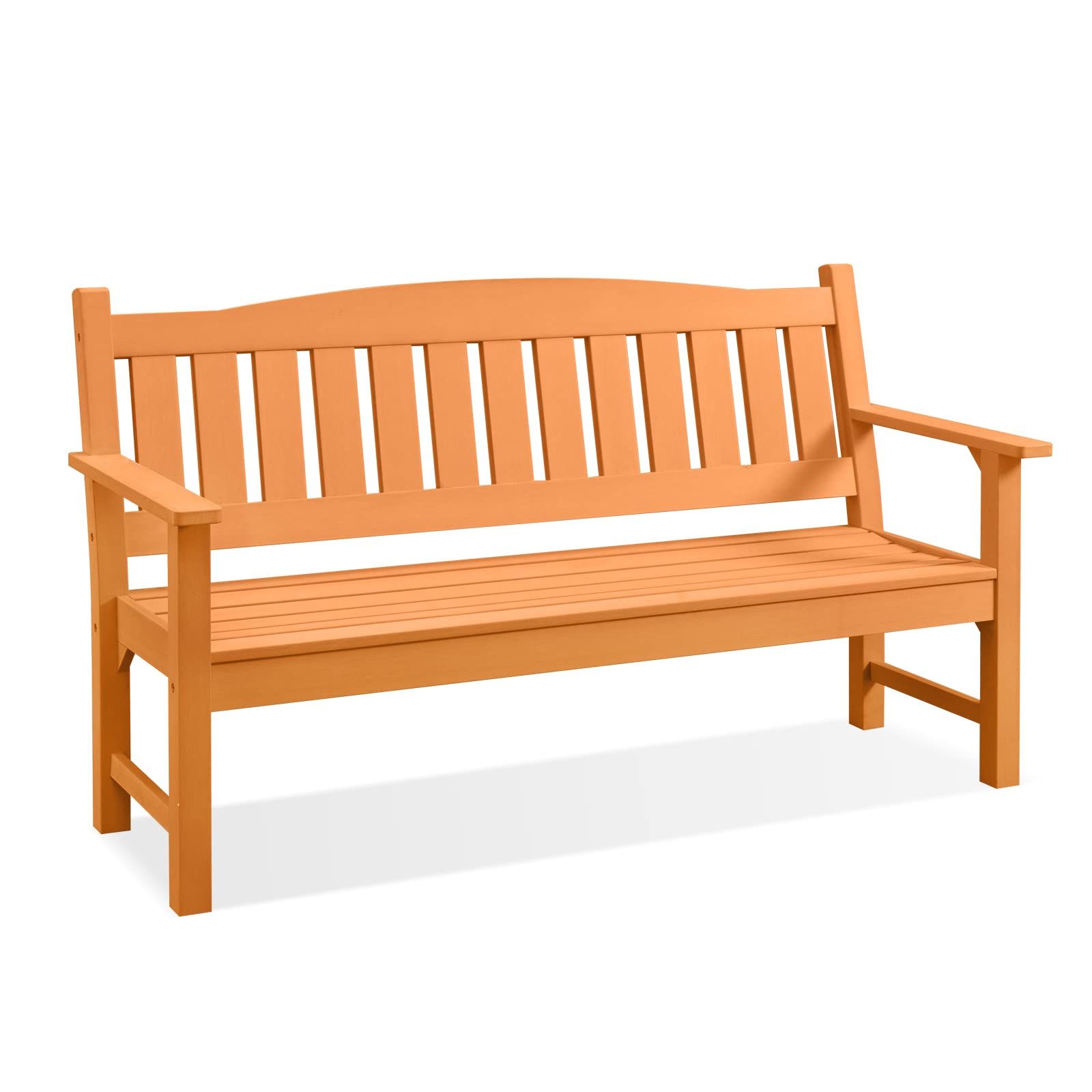 Psilvam 3-Person Poly Lumber Outdoor Bench Weatherproof, 800 Lbs, Orange