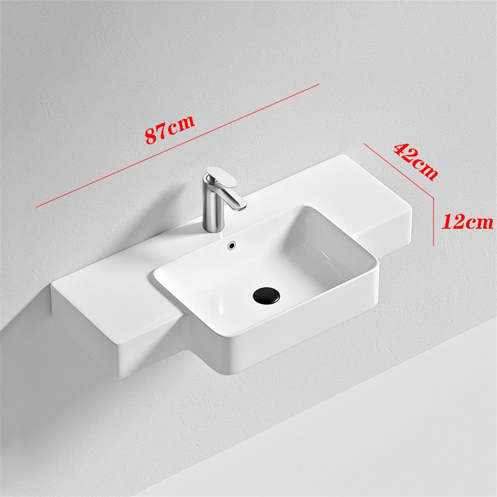 Lavabo Lavabo montado en la pared Lavabo pequeño for baño Balcón Lavabo de cerámica for exteriores con accesorios Lavabo de baño