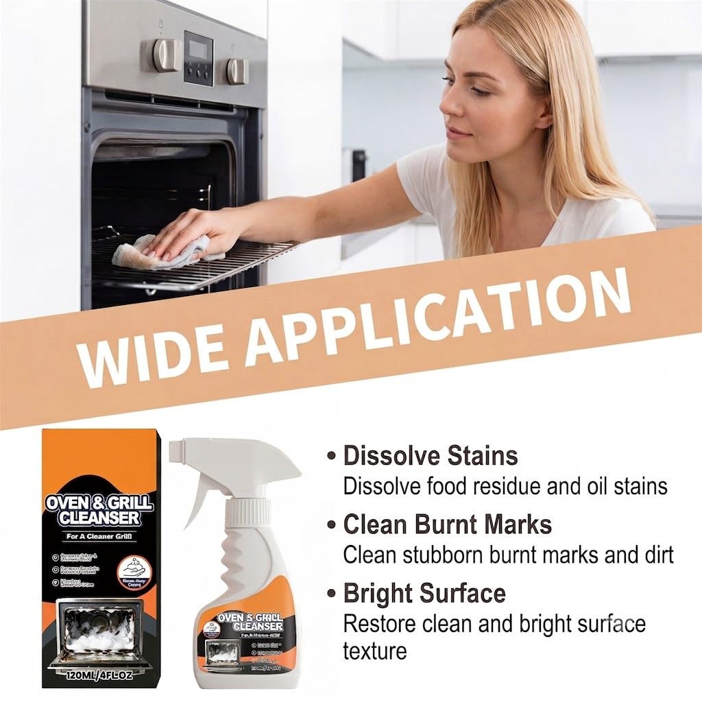 Schnell wirkender Ofenreiniger-Schaumspray, effektiver Fettlöser, kraftvoller Küchenreiniger-Spray, Mehrzweck-Edelstahlrei/niger-Spr/ay, Hochleistungs-Grillrei/niger und -Entfetter (4pcs)