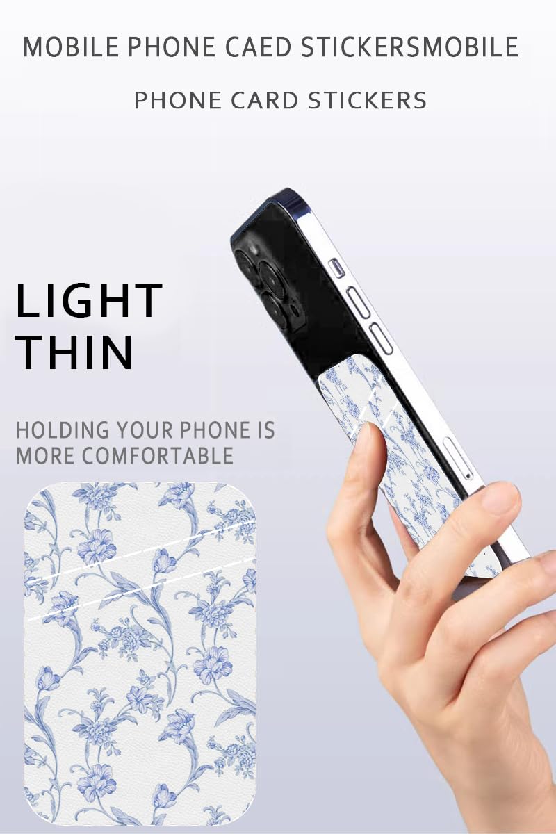 Soporte para tarjetas de teléfono, bonita cartera de cuero para teléfono, cartera adhesiva para tarjetas de crédito de doble bolsillo, compatible con la mayoría de teléfonos celulares, Linda