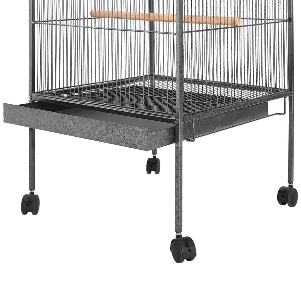 Vogelkäfig mit Dach Stahl Schwarz 66x66x155 cm,Tiere & Tierbedarf,Haustierbedarf,Vogelbedarf,Vogelkäfige & -ständer,Schwarz,16.2 kg-170409