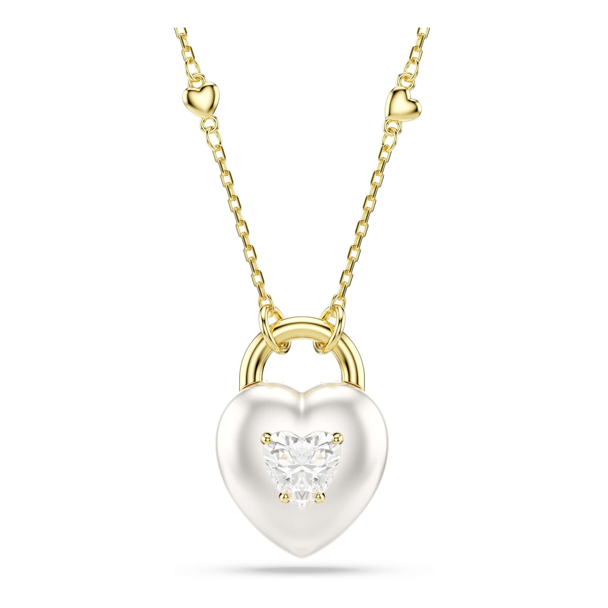 Swarovski Idyllia Anhänger, Verschiedene Schliffe, Herz, Weiß, Goldlegierungsschicht