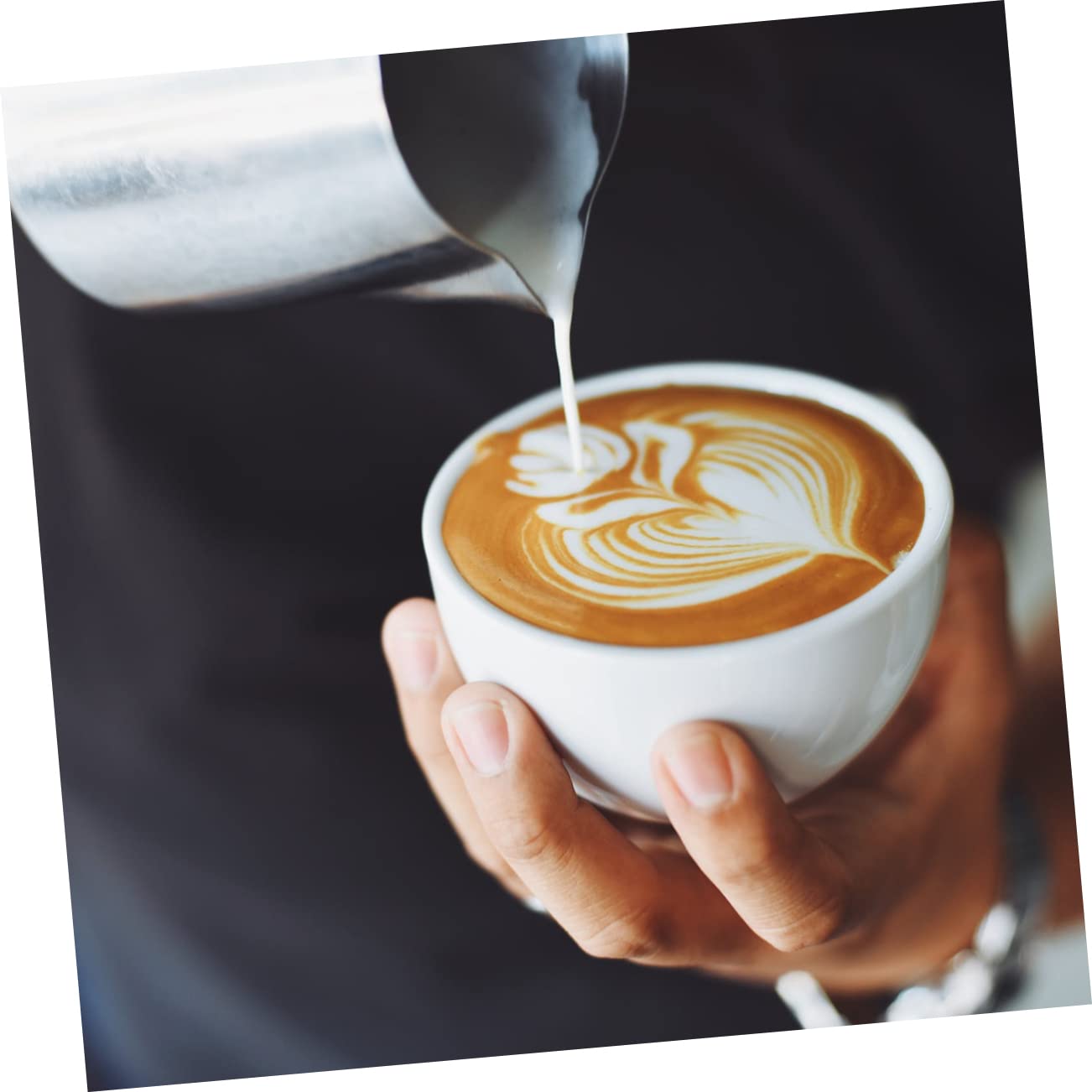 FUNOMOCYA Stainless Steel Handheld Milk Frother Pitcher Manual Coffee Utensil with Double Layer Filter for Thick Froth for Home and Coffee Shop Use