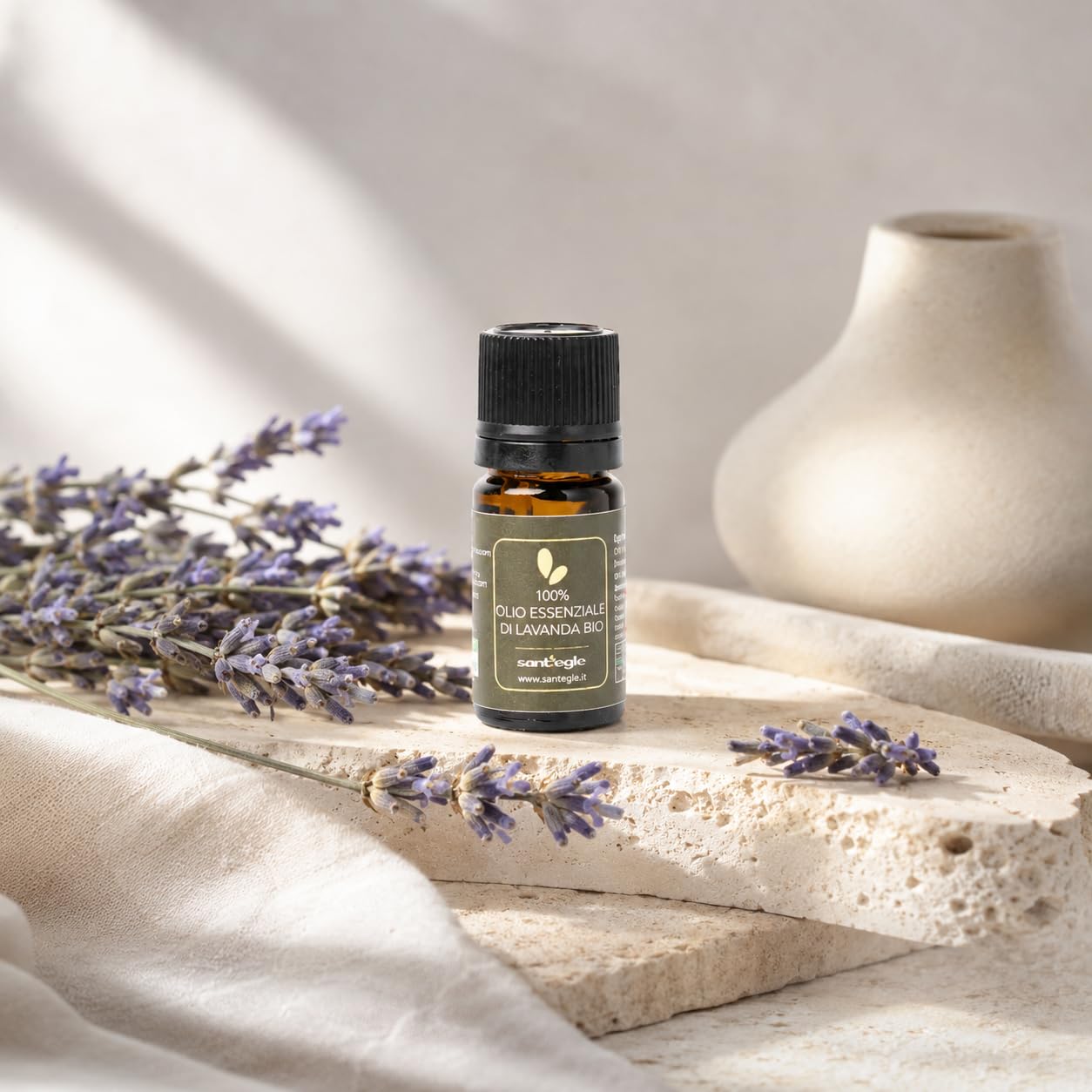 Sant'Egle Aceite esencial de lavanda ecológico, 100% puro, 3 x 5 ml, paquete ahorro (lote de 3)