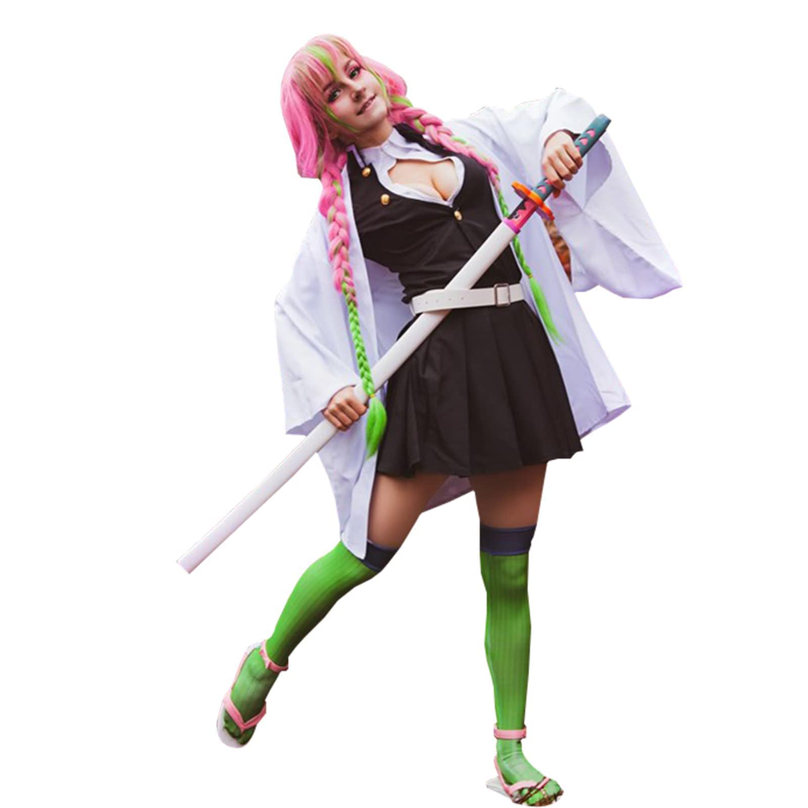 LTAKK Mitsuri Kanroji Cosplay Costume Anime Women Mitsuri Kanroji Cosplay Full Set for Adult White-miritsu XS โ image 1