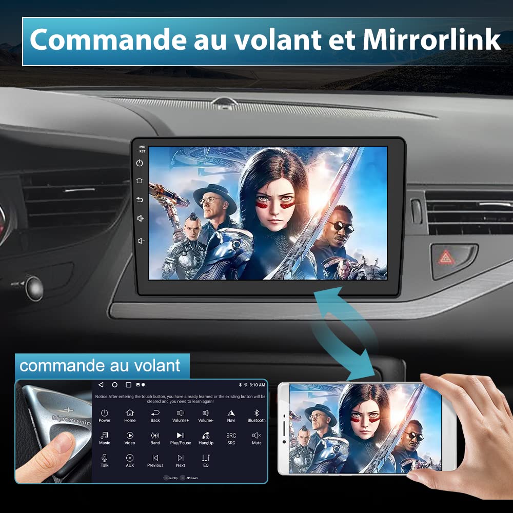 AWESAFE Autoradio Android 13 pour Citroën C5 (2008-2017) – Écran Tactile 10 Pouces avec Cadre, CarPlay sans Fil, Navigation, Android Auto sans Fil, Bluetooth, WiFi, Radio RDS