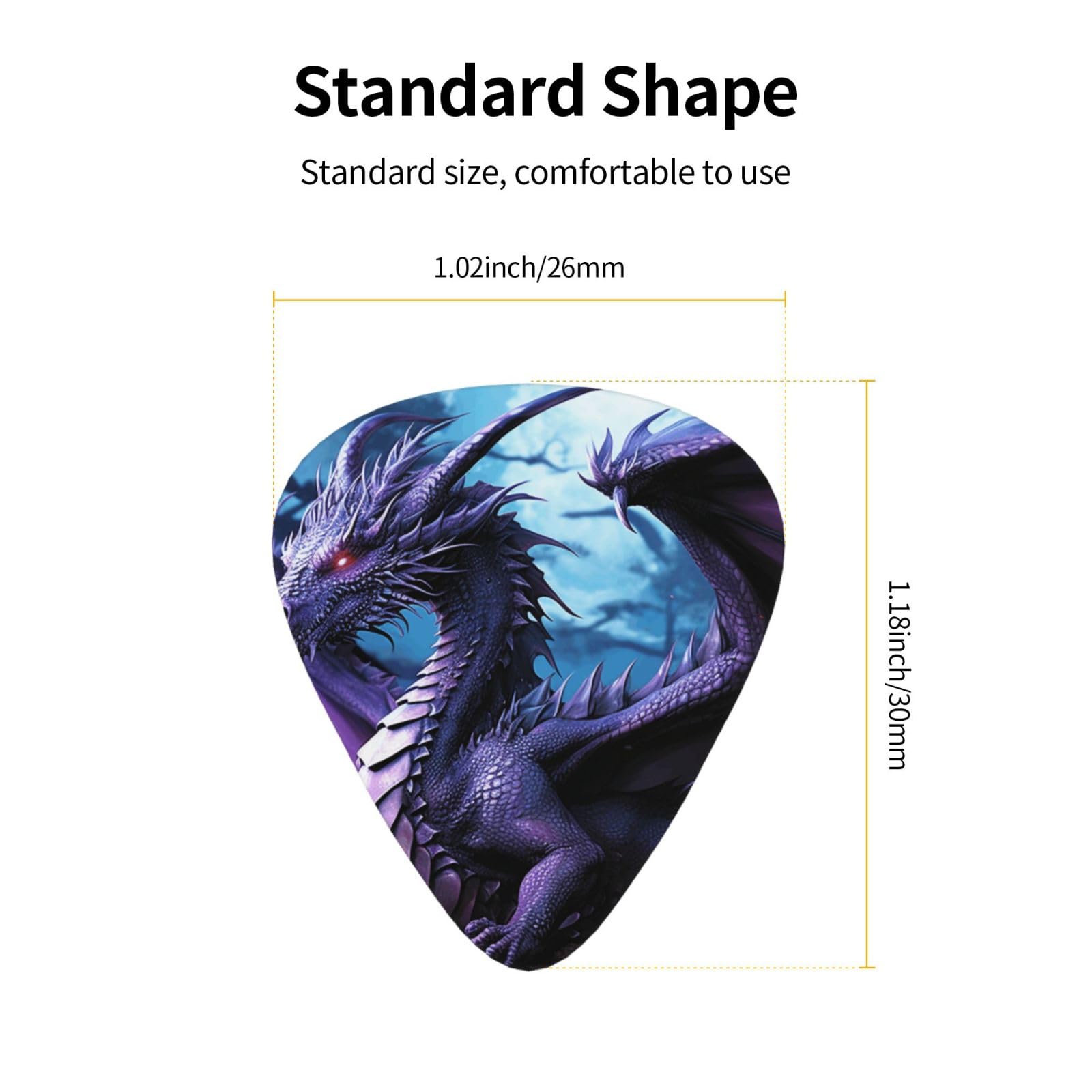Lot de 216 médiators de guitare en vrac 3 épaisseurs différentes avec boîte de rangement Violet Dragon Violet Moon Accessoires de guitare pour basse guitare électrique acoustique amateurs